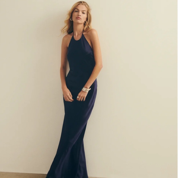 Jeany Silk Dress - Navy - Picture 3 of 3